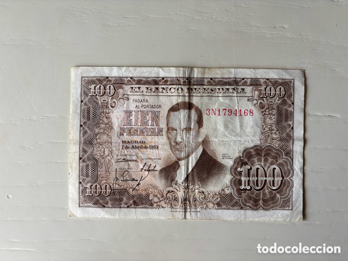 Billetes espa&ntilde;oles: Billete 100 pesetas 1953 Julio Romero