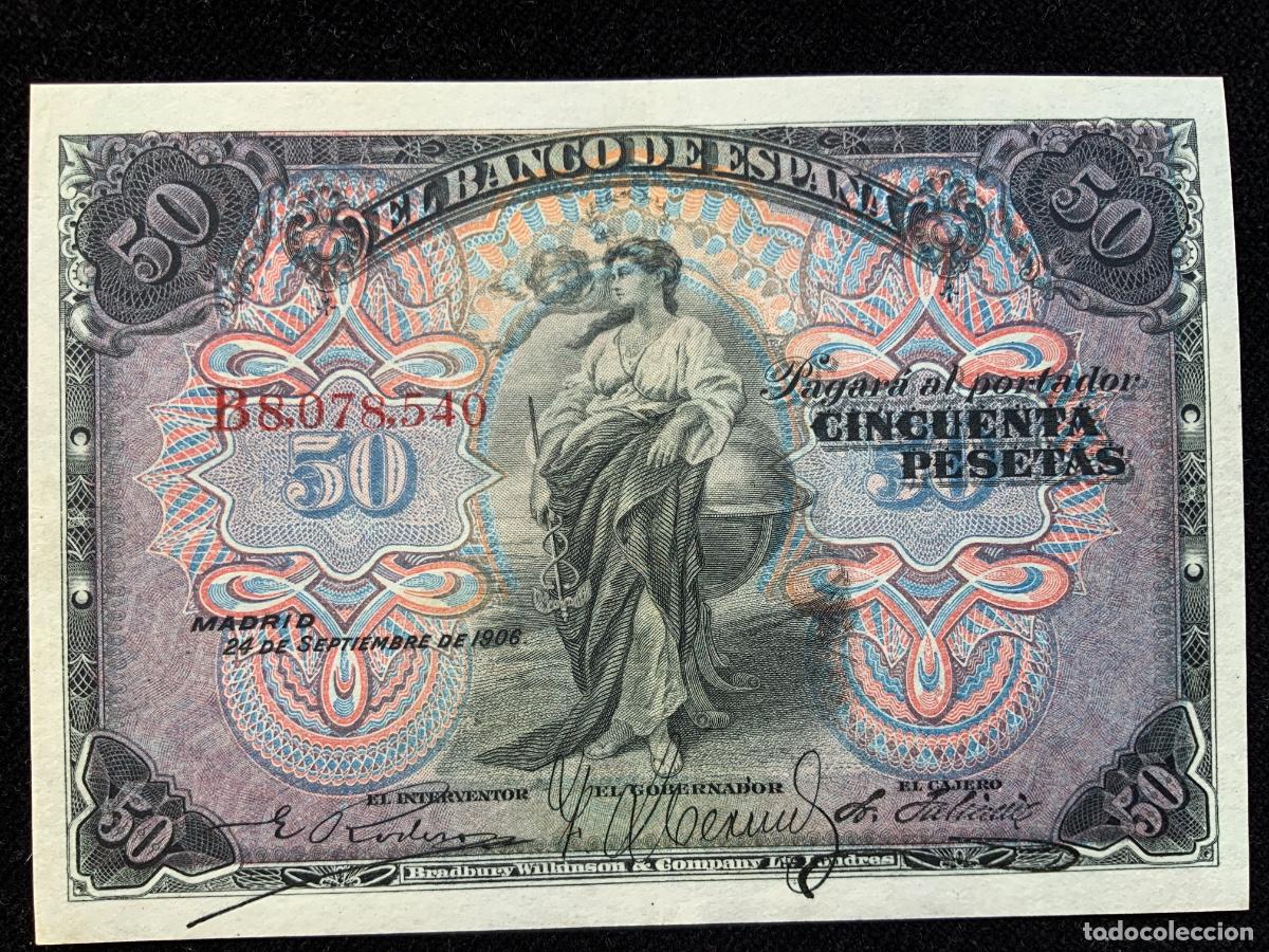 Billetes espa&ntilde;oles: Billete de 50 pesetas 1906, ebc+++, serie b.