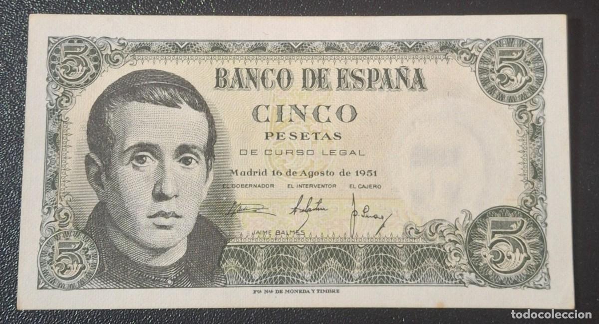 Billetes espa&ntilde;oles: ESPA&Ntilde;A 5 Pesetas 1951 P.140a (EBC+)