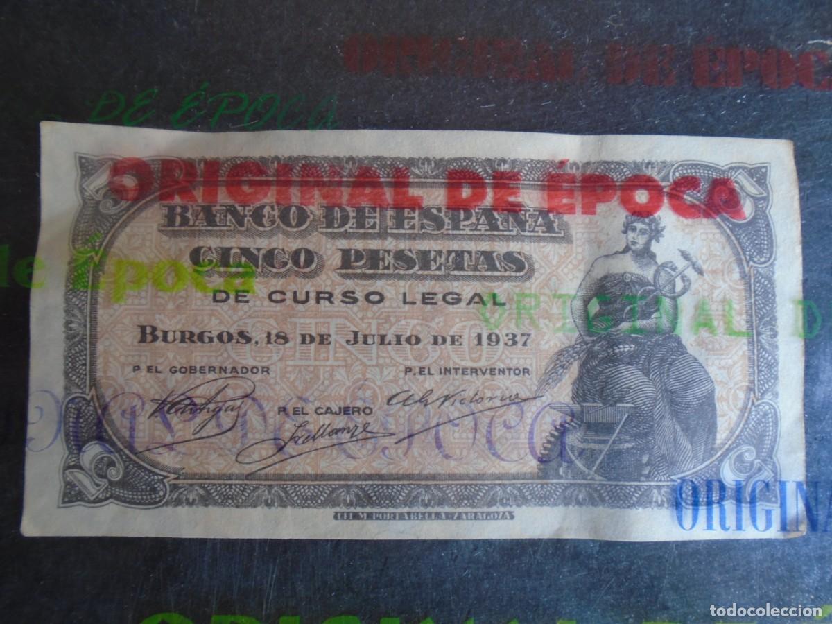 Billetes espa&ntilde;oles: (BI-5)BILLETE CINCO PESETAS 5 PTS.BURGOS 18 JULIO 1937 - SERIE C