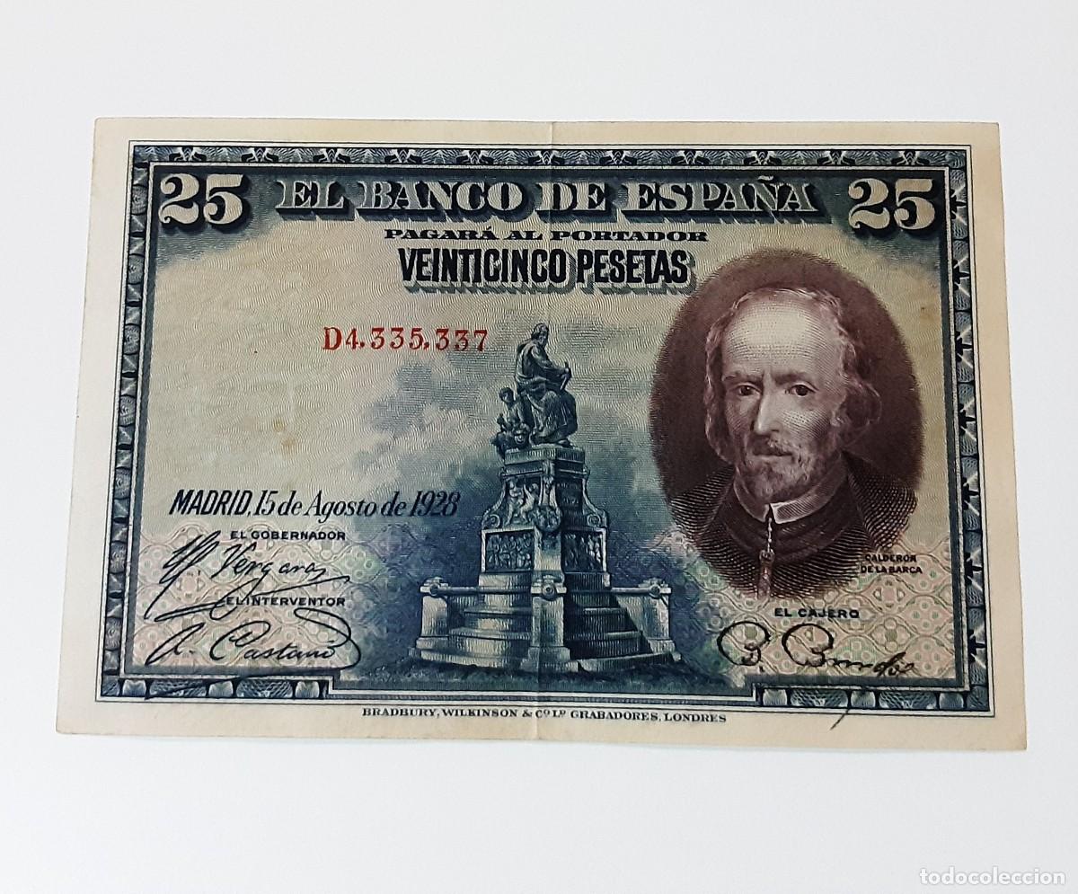 Billetes espa&ntilde;oles: Billete 25 pesetas 1928 serie d