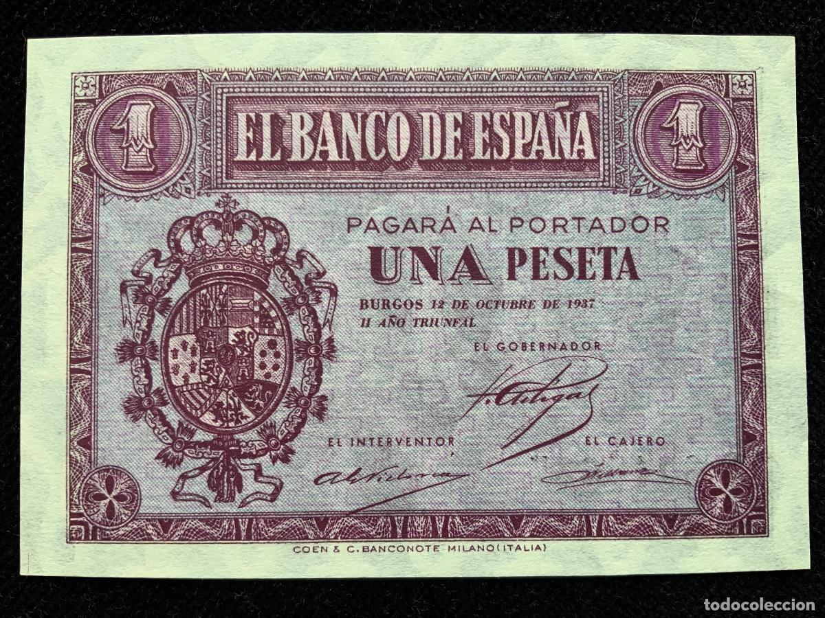 Billetes espa&ntilde;oles: Billete de 1 peseta de 1937, Burgos, sc-. Serie E.