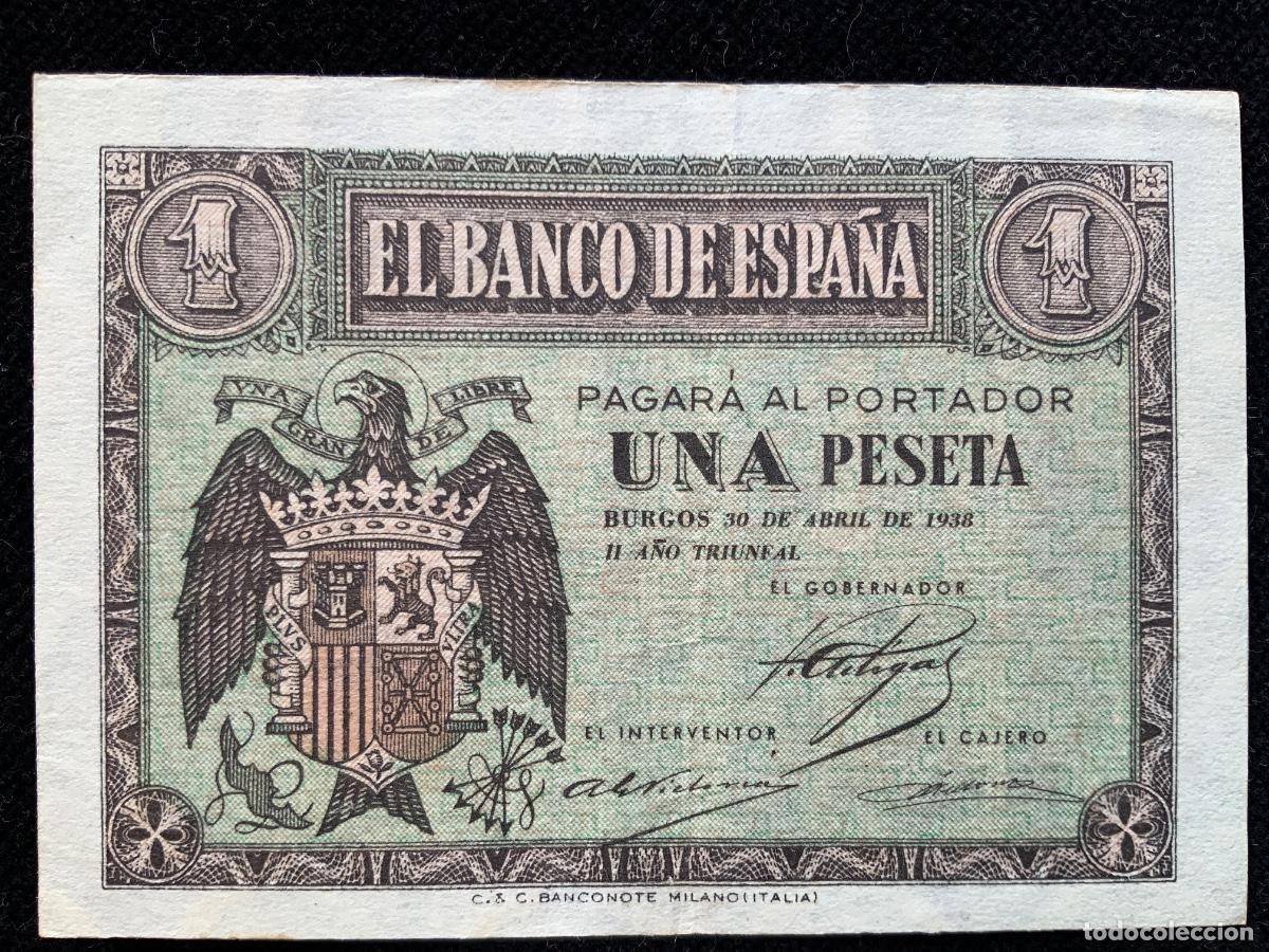 Billetes espa&ntilde;oles: Billete de 1 peseta burgos 30 de abril 1938, ebc.