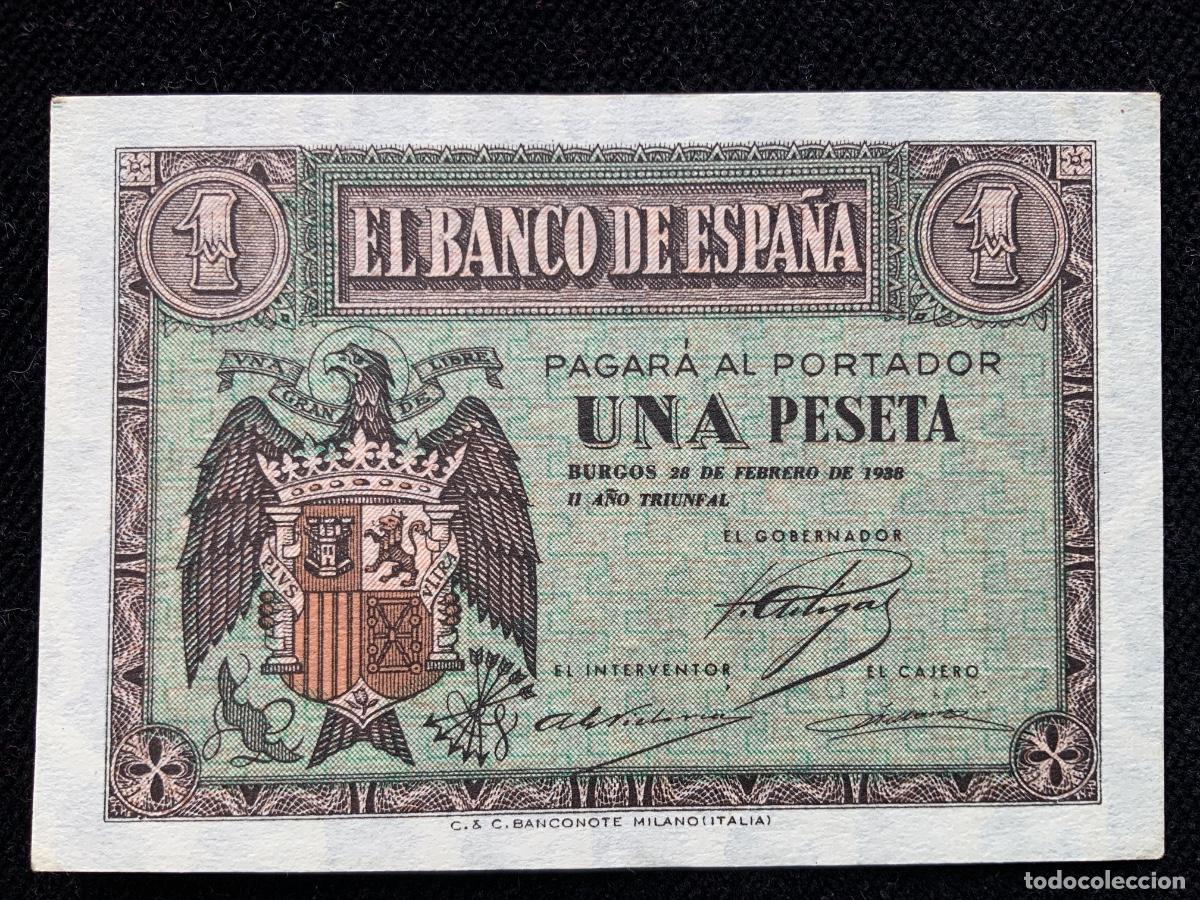 Billetes espa&ntilde;oles: Billete de 1 peseta Burgos 28 de febrero 1938, sc-.serie E.