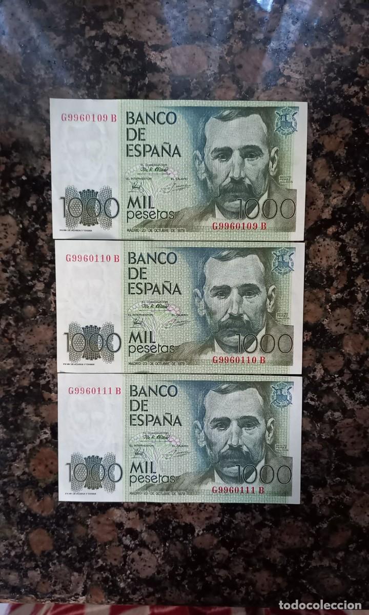 Billetes espa&ntilde;oles: Trio correlativo billetes 1000 pesetas 1979 Espa&ntilde;a