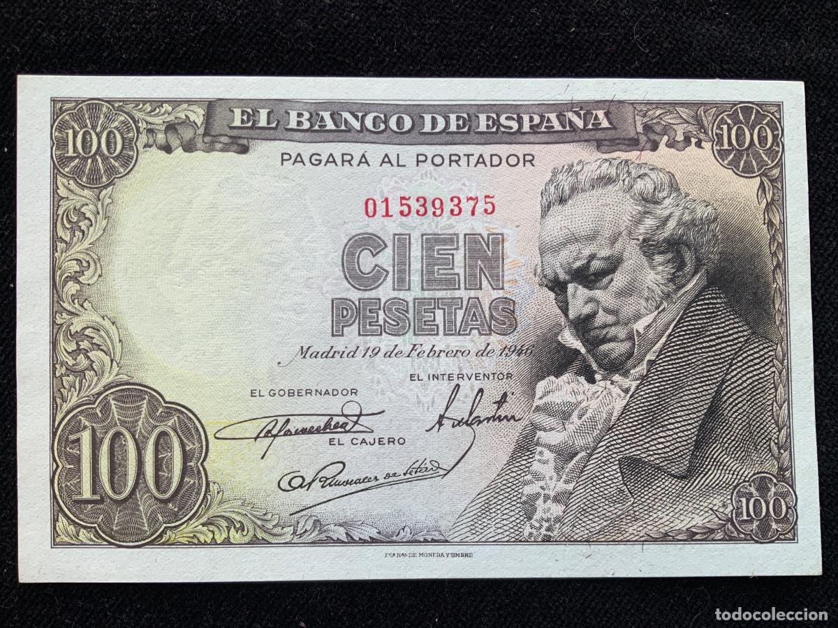 Billetes espa&ntilde;oles: Billete de 100 pesetas 1946, sc, sin letra de serie. Goya.