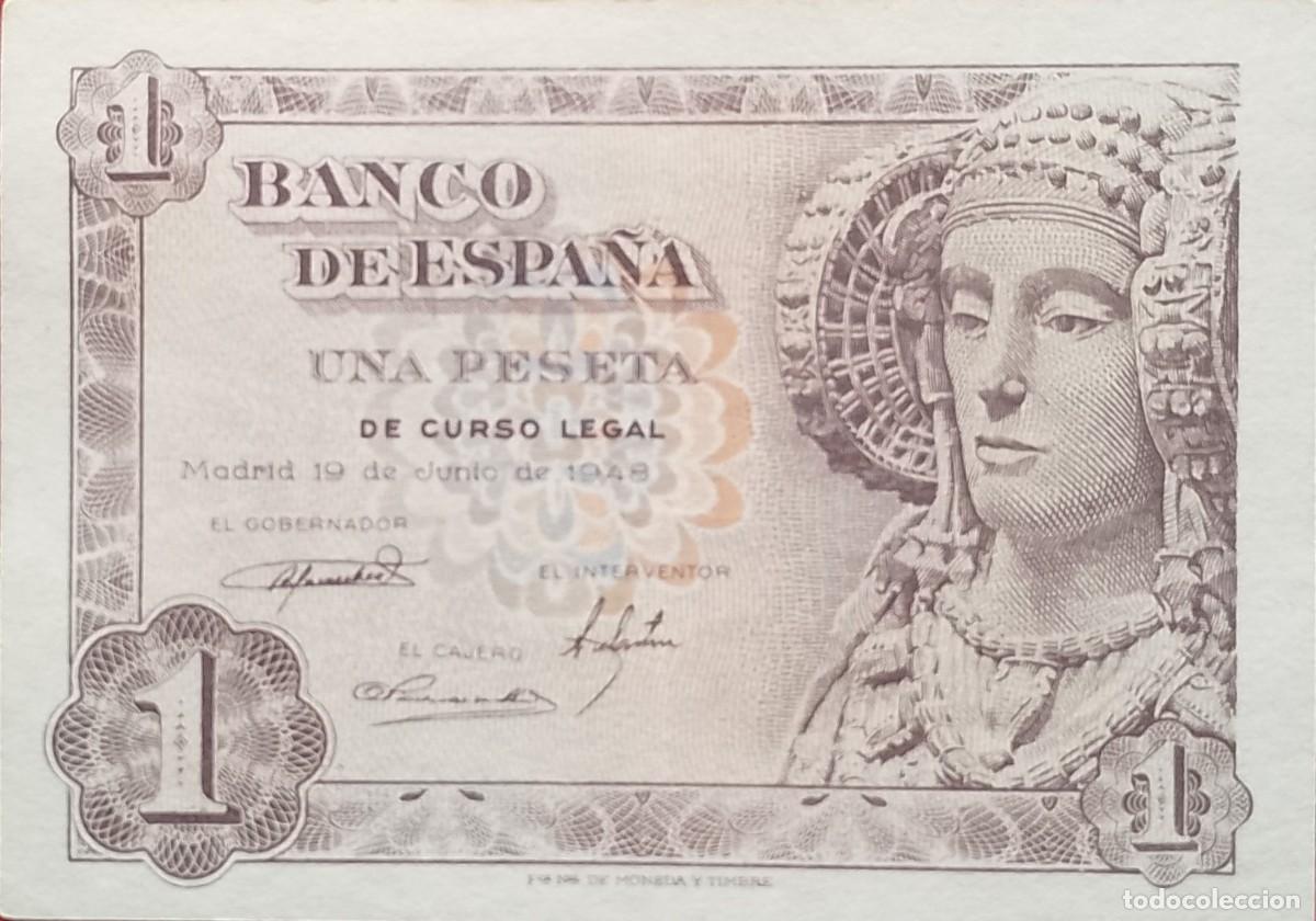 Billetes espa&ntilde;oles: BILLETE DE 1 PESETAS 1948 DAMA DE ELCHE S/S S/C-