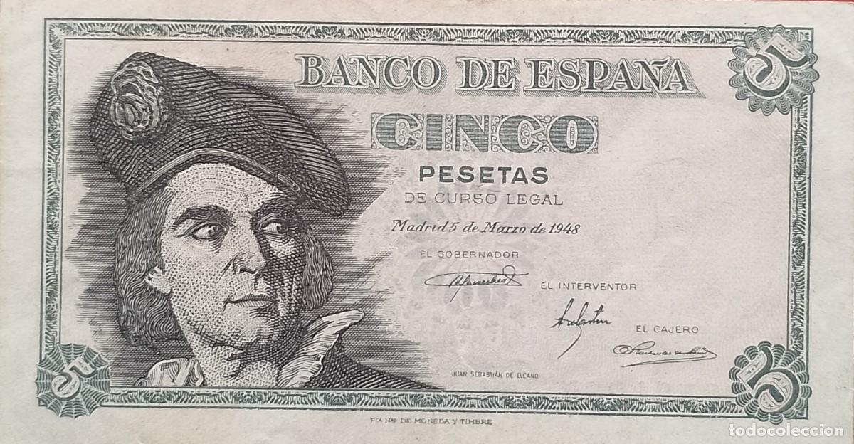 Billetes espa&ntilde;oles: BILLETE DE 5 PESETA1 1948 ELCANO EBC-