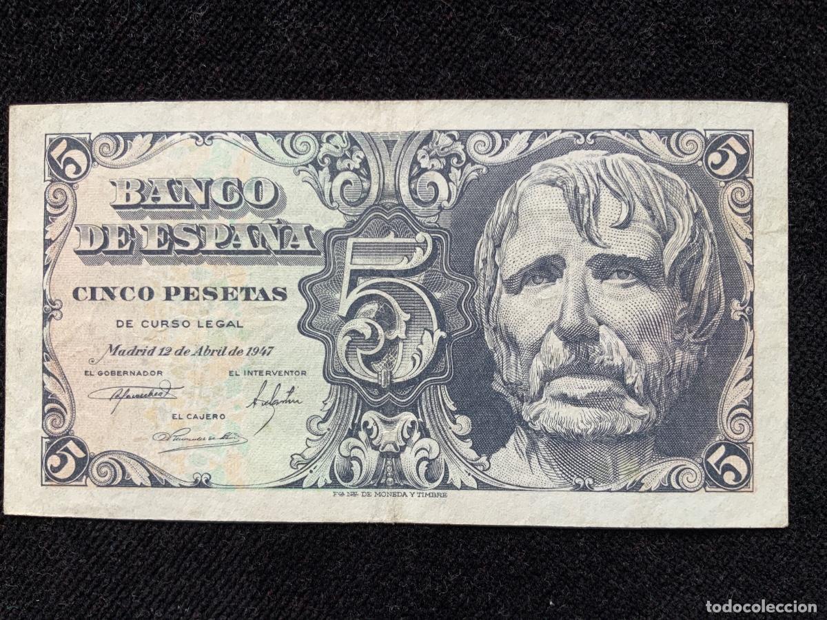Billetes espa&ntilde;oles: Billete de 5 pesetas 1947, seneca, ebc-
