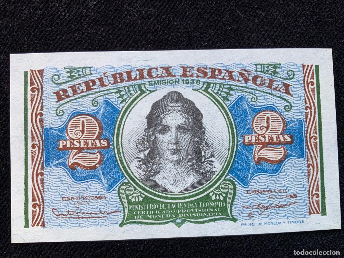 Billetes espa&ntilde;oles: Billete de 2 pesetas 1938, republica espa&ntilde;ola, sc.
