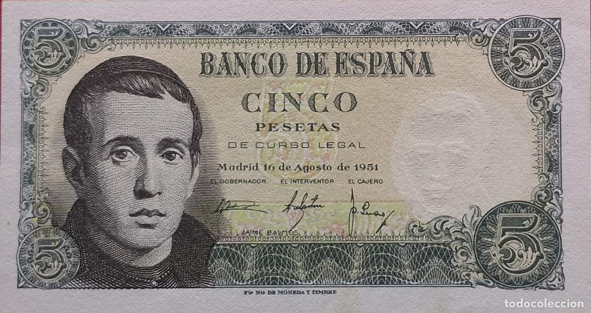 Billetes espa&ntilde;oles: BILLETE DE 5 PESETAS 1951 BALMES S/S S/C