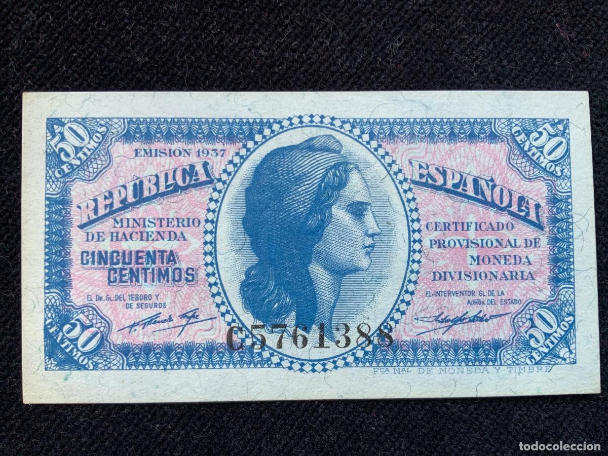 Billetes espa&ntilde;oles: Billete de 50 centimos de peseta, 1937, sc, republica espa&ntilde;ola. Serie c.