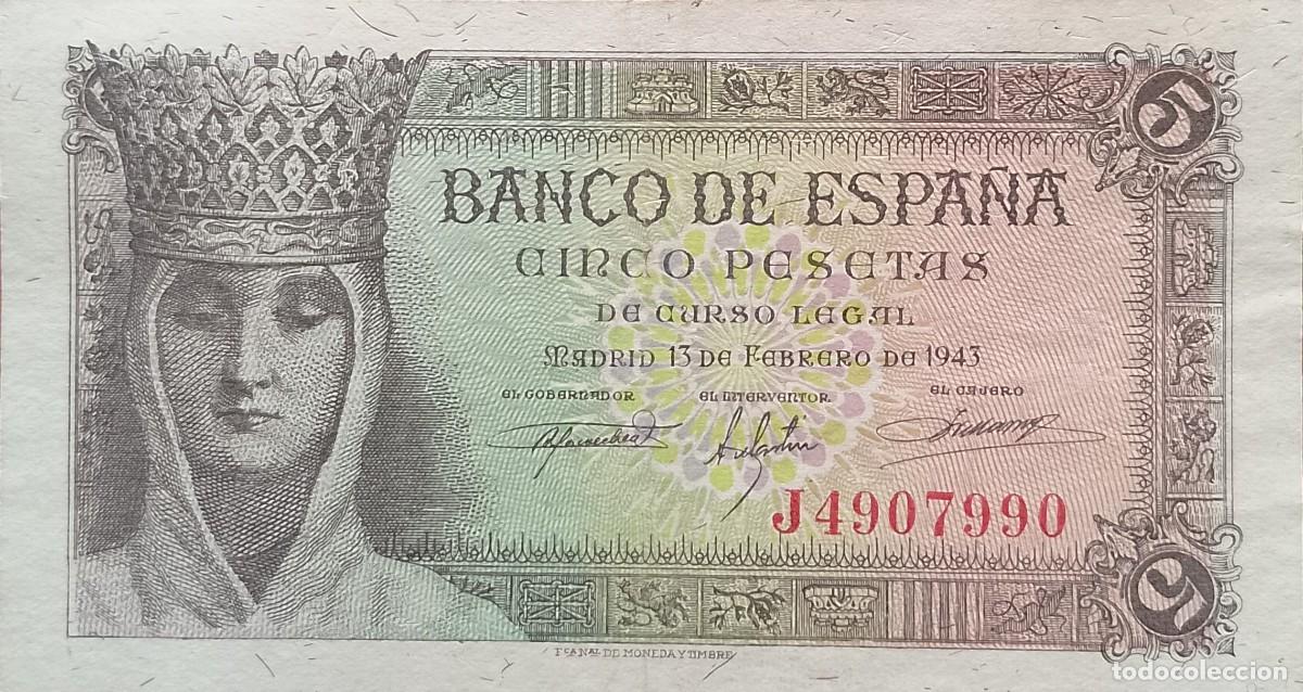 Billetes espa&ntilde;oles: BILLETES DE 5 PESETAS 1943 ISABEL LA CATOLICA S/C-