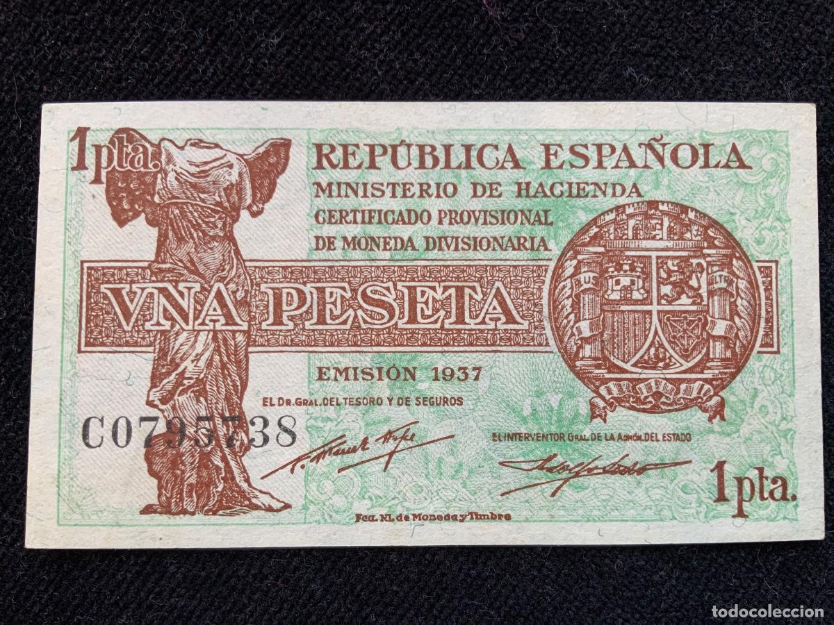 Billetes espa&ntilde;oles: Billete de 1 peseta 1937, sc- , serie c, republica espa&ntilde;ola.