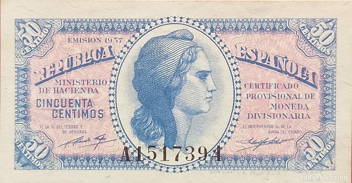 Billetes espa&ntilde;oles: BILLETES DE 50 CENTIMOS 1937 REPUBLICA 1937 S/C
