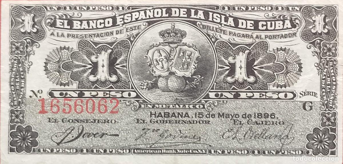Billetes espa&ntilde;oles: BILLETE DE 1 PES0 1896 BANCO ESPA&Ntilde;OL DE CUBA EBC