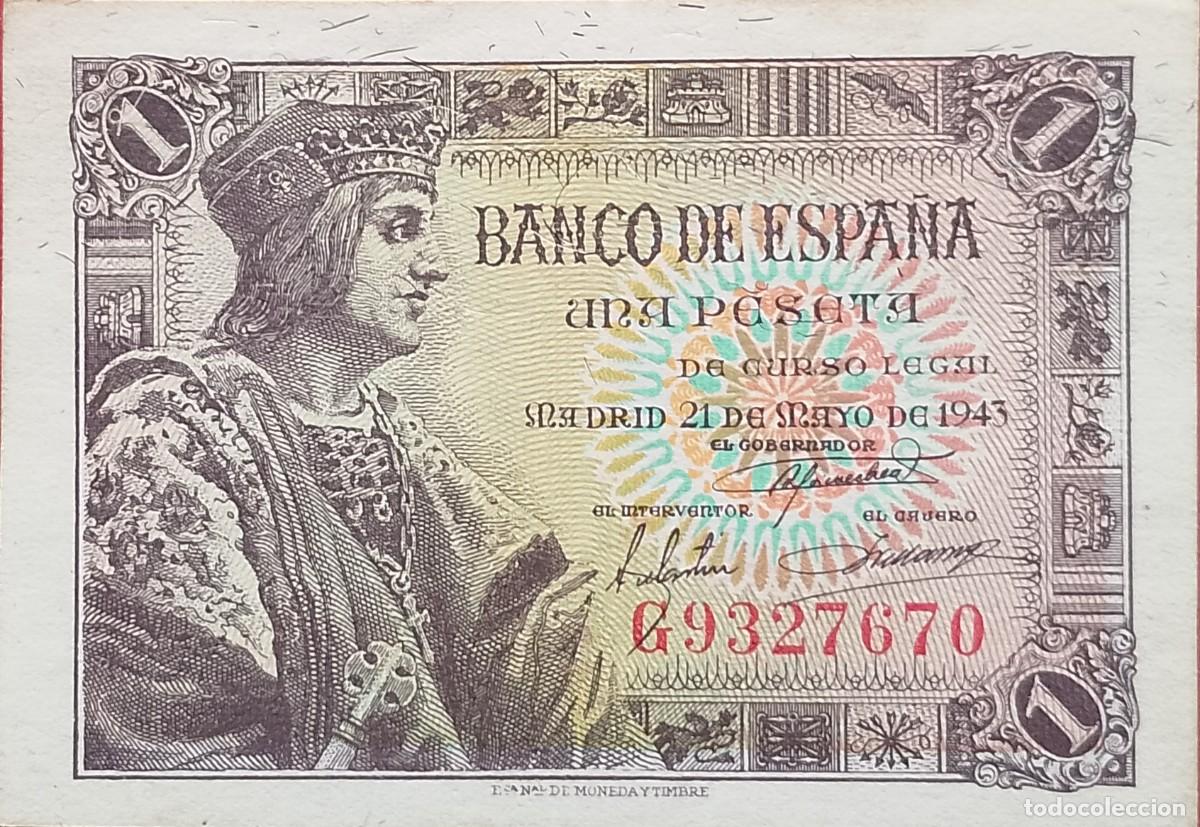 Billetes espa&ntilde;oles: BILLETE DE 1 PESETA 1943 FERNANDO EL CATOLICO EBC+