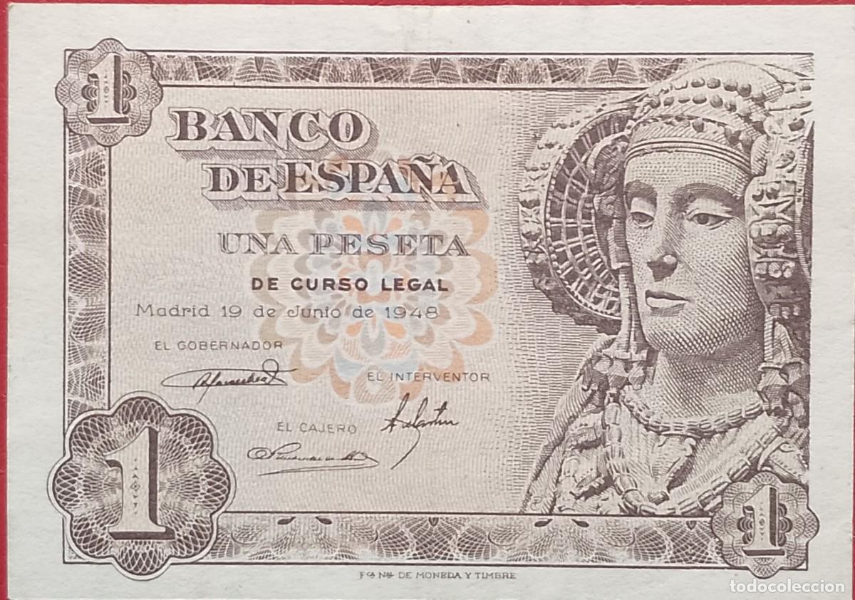 Billetes espa&ntilde;oles: BILLETE DE 1 PESETA 1948 DAMA DE ELCHE EBC+