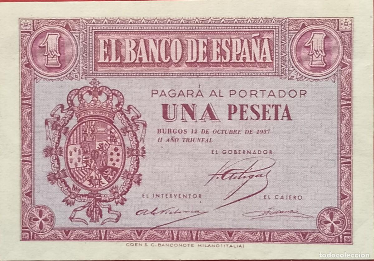 Billetes espa&ntilde;oles: BILLETE DE 1 PESETA OCTUBRE 1937 BURGOS S/C