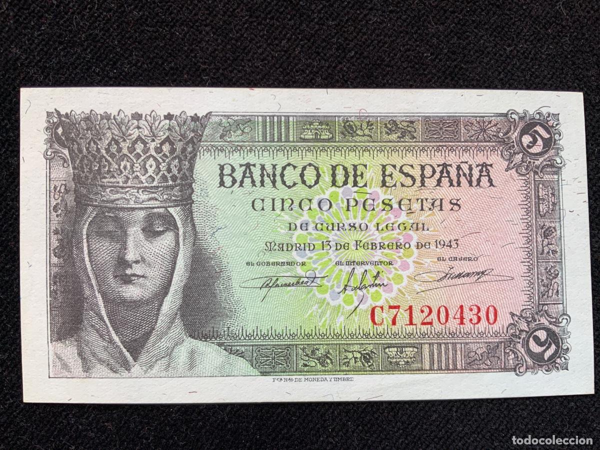 Billetes espa&ntilde;oles: Billete de 5 pesetas 1943, sc. Serie c.