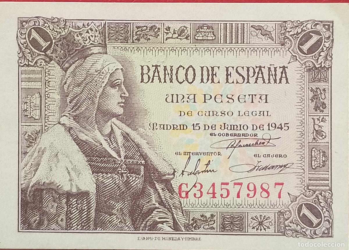 Billetes espa&ntilde;oles: BILLETE DE 1 PESETA 1945 ISABEL LA CATOLICA S/C