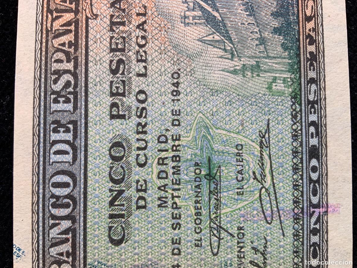 Billetes espa&ntilde;oles: Billete de 5 pesetas 1940. Ebc - Foto 3