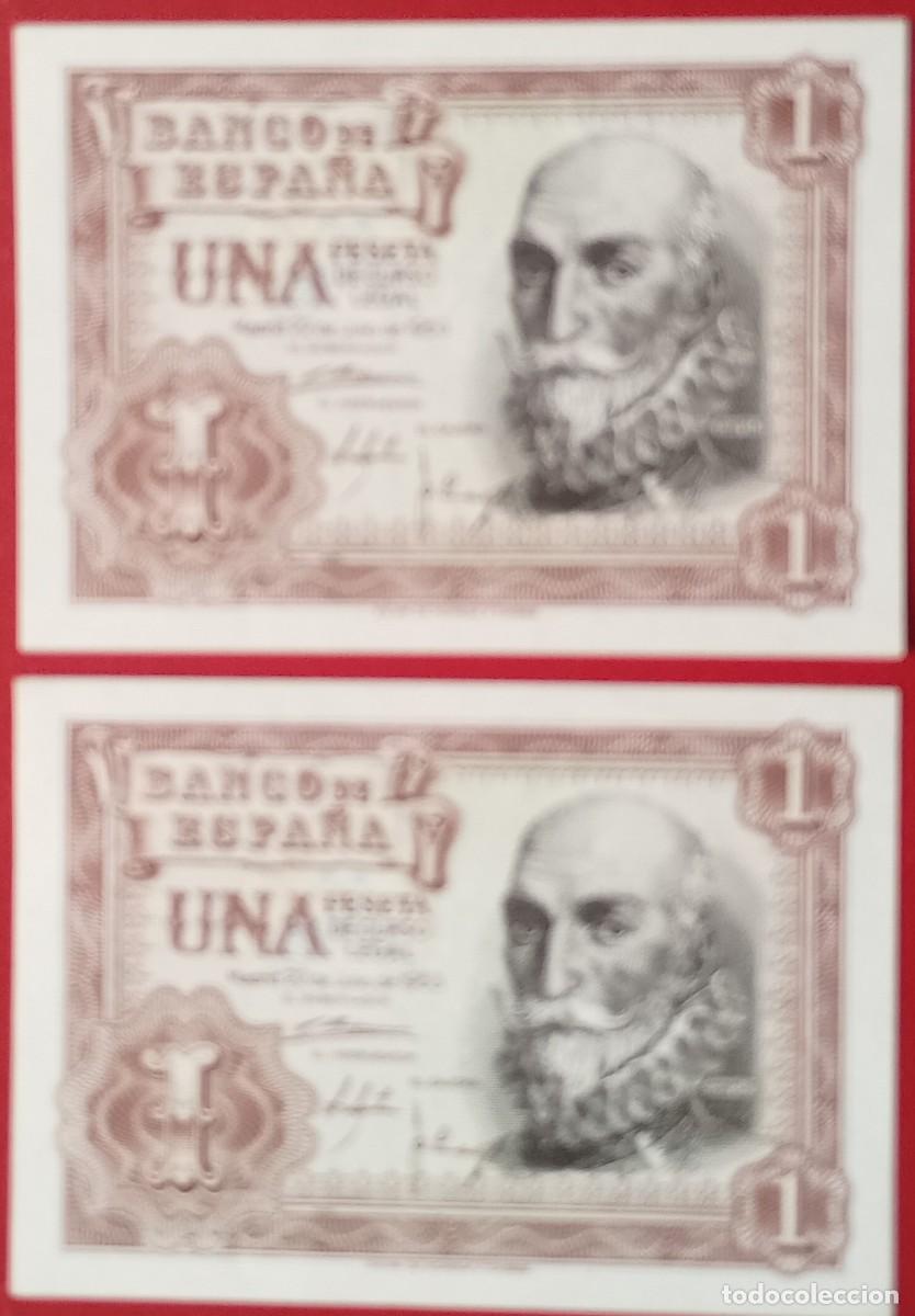 Billetes espa&ntilde;oles: PAREJA DE BILLETES DE 1 PESETA 1953 MARQUES DE SANTA CRUZ SERIE Z S/C