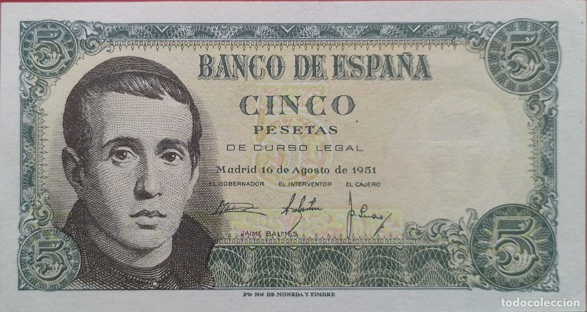 Billetes espa&ntilde;oles: BILLETE DE 5 PESETAS 1951 BALMES S/C