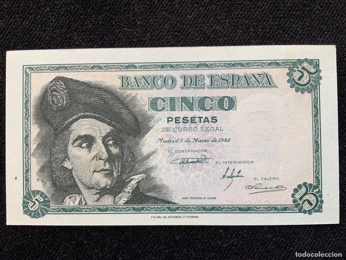 Spanish Banknotes: Billete de 5 pesetas 1948, sc-, serie H.