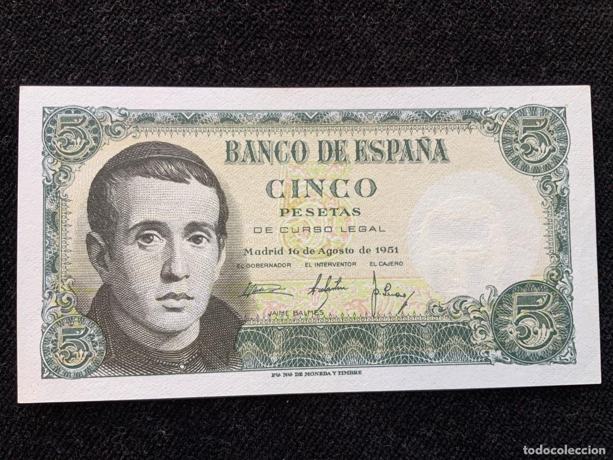 Billetes espa&ntilde;oles: Billete de 5 pesetas 1951, sc, serie m.