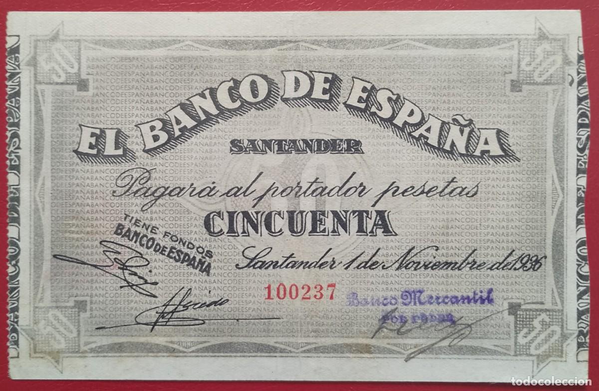 Billetes espa&ntilde;oles: BILLETE DE 50 PESETAS 1936 SANTANDER S/C- MUY ESCASO