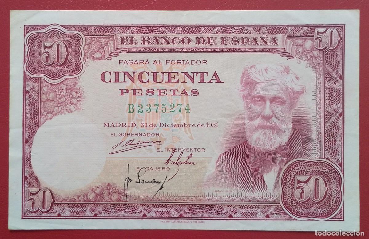 Billetes espa&ntilde;oles: BILLETE DE 50 PESETAS 1951 RUSI&Ntilde;OL EBC