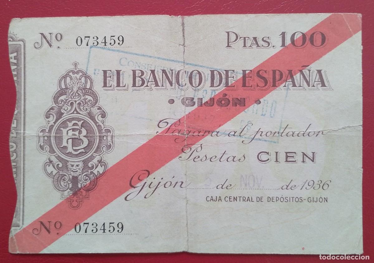 Billetes espa&ntilde;oles: BILLETE DE 100 PESETAS 1936 GIJON MBC+(ESCASO)