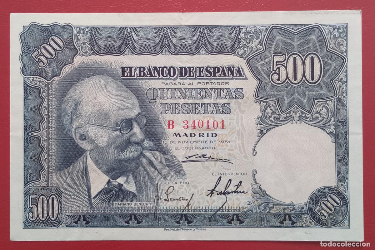 Billetes espa&ntilde;oles: BILLETE DE 500 PESETAS 1951 BENLLURE MBC