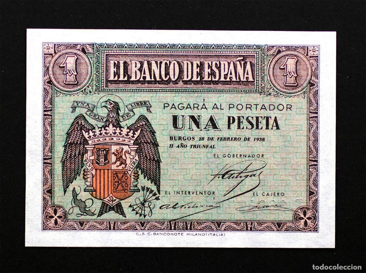 Billetes espa&ntilde;oles: SC-Spain- Guerra Civil. 1 Peseta. Febrero 1938. Burgos. Serie E. SC/UNC.