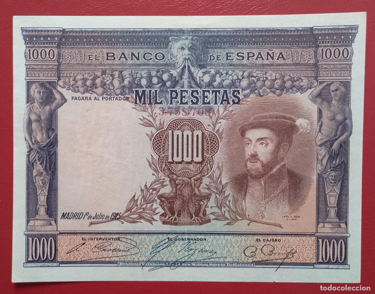 Billetes espa&ntilde;oles: BILLETE DE 1000 PESETAS 1925 CARLOS I S/C- LIGERISIMA DOBLEZ CENTRAL