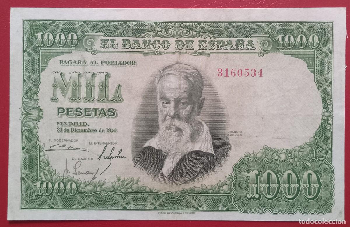 Billetes espa&ntilde;oles: BILLETE DE 1000 PESETAS 1951 SOROLLA S/S EBC