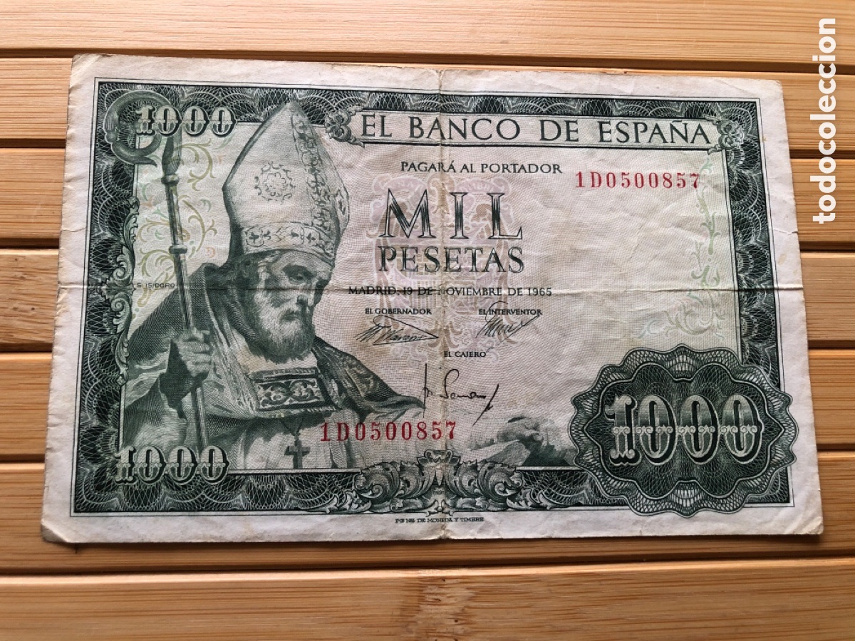 Billetes espa&ntilde;oles: BILLETE - 1000 PTAS - MIL PESETAS - 1965 - SAN ISIDORO. BANCO DE ESPA&Ntilde;A, SERIE D. ASM