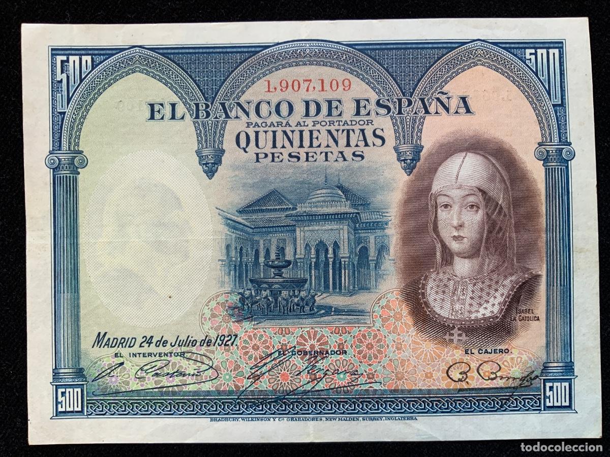 Billetes espa&ntilde;oles: Billete 500 pesetas 1927 ebc- sin letra de serie. Isabel la catolica.