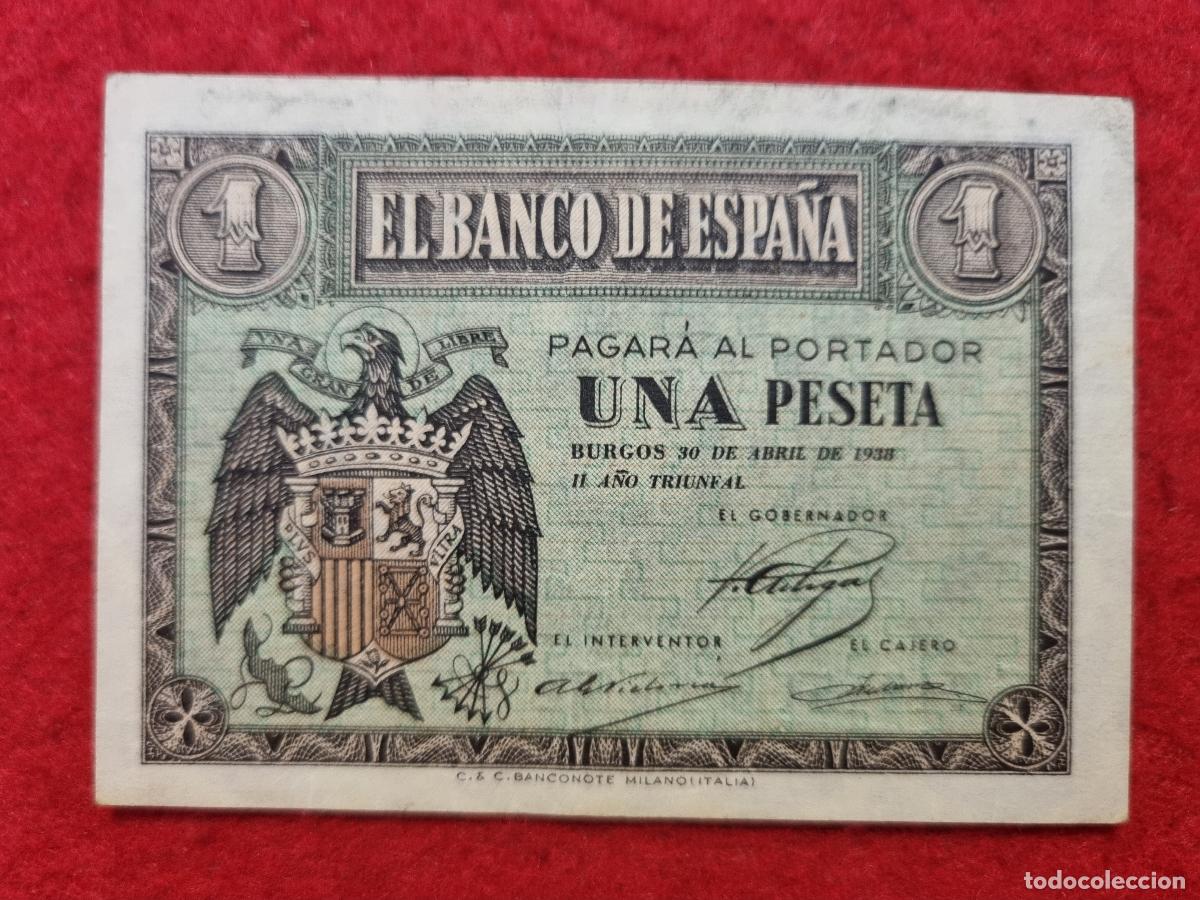 Billetes espa&ntilde;oles: BILLETE 1 PESETA ABRIL 1938 MBC+ SERIE G ORIGINAL T516