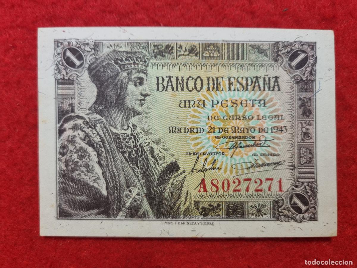 Billetes espa&ntilde;oles: BILLETE 1 PESETA 1943 SIN CIRCULAR PLANCHA SERIE A ORIGINAL T271