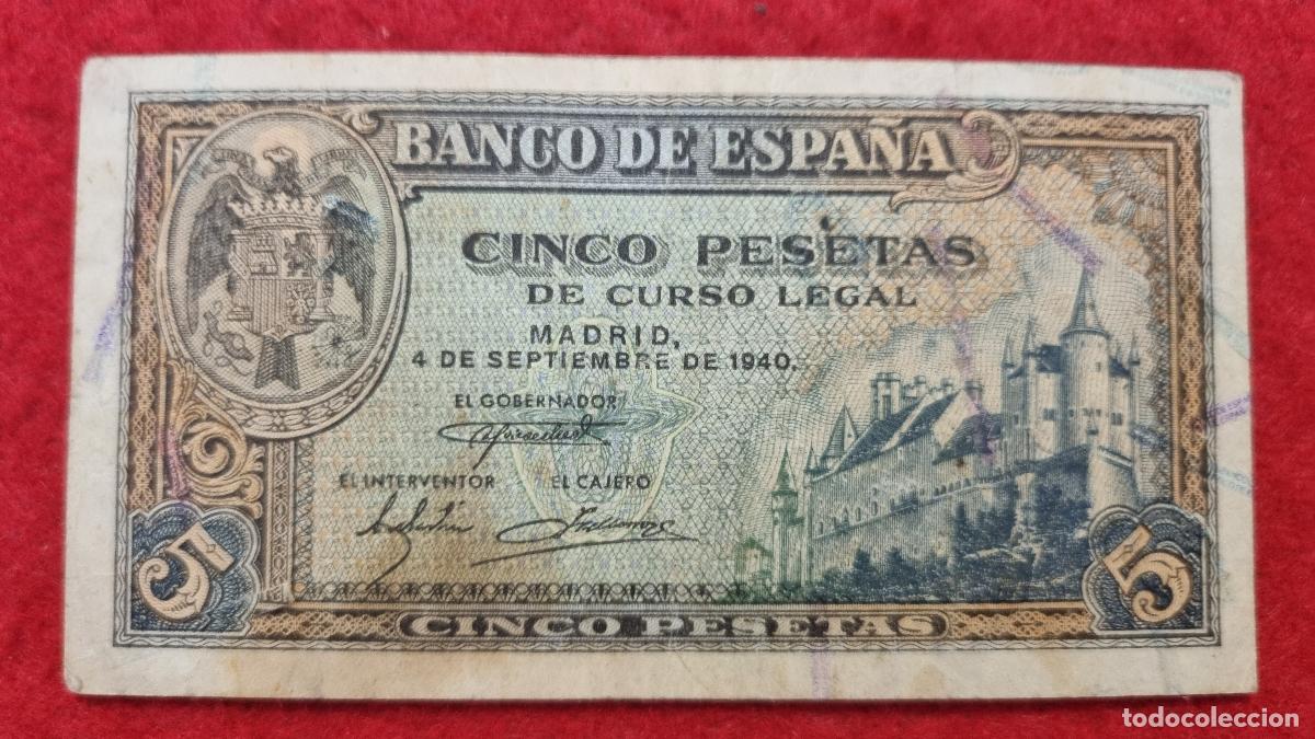 Billetes espa&ntilde;oles: BILLETE 5 PESETAS SEPTIEMBRE 1940 MBC SERIE H ORIGINAL T783
