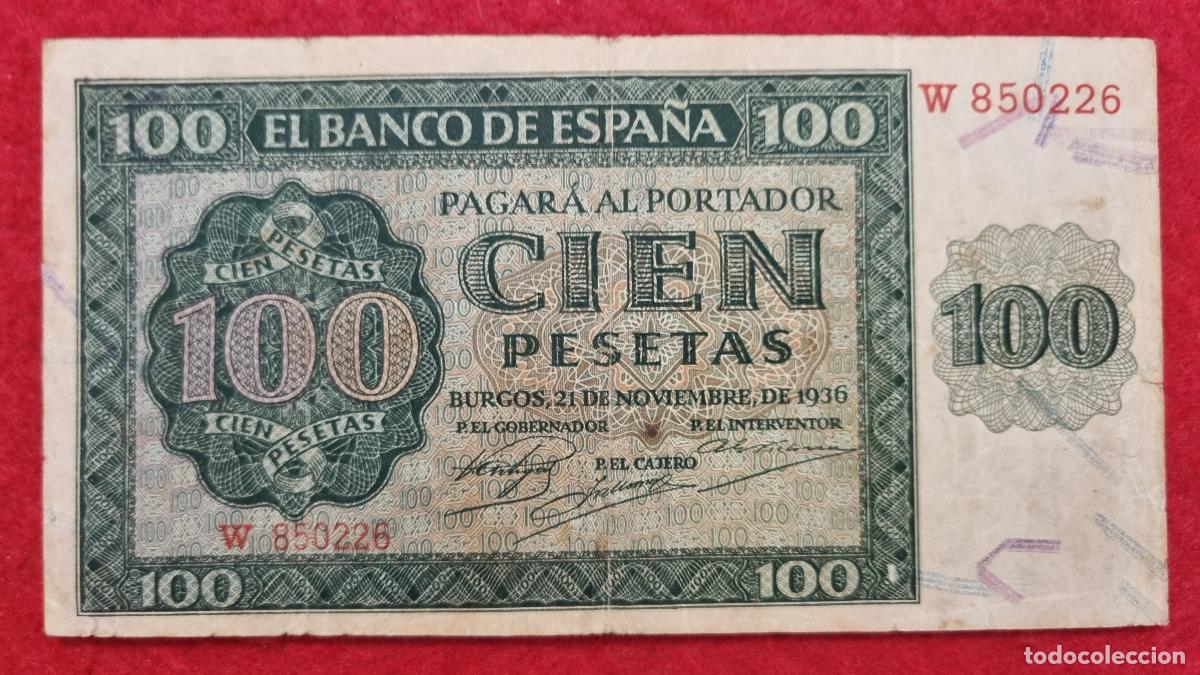 Billetes espa&ntilde;oles: BILLETE 100 PESETAS 1936 MBC SERIE W ORIGINAL T226