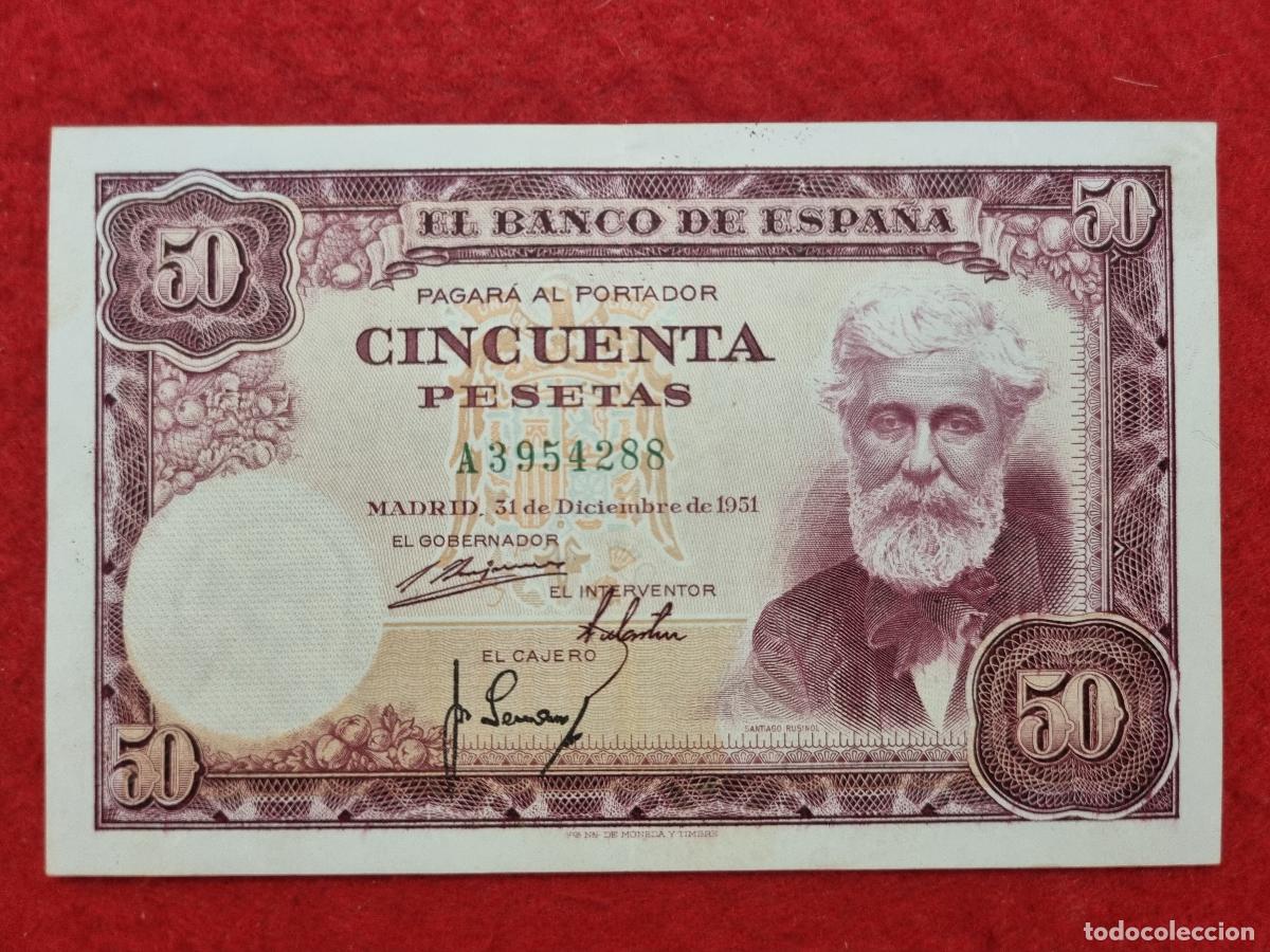 Billetes espa&ntilde;oles: BILLETE 50 PESETAS 1951 EBC+ SERIE A ORIGINAL T288