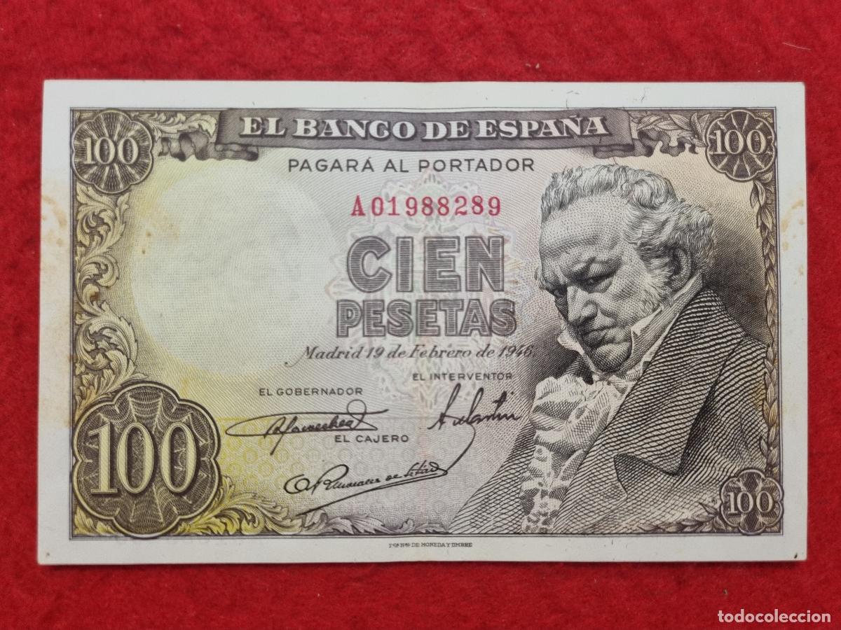 Billetes espa&ntilde;oles: BILLETE 100 PESETAS 1946 GOYA MBC+ SERIE A ORIGINAL T289