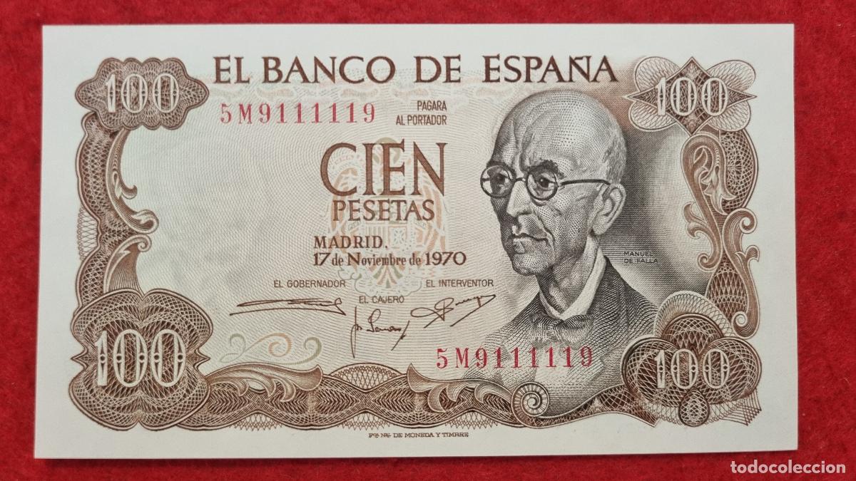 Billetes espa&ntilde;oles: BILLETE 100 PESETAS 1970 EBC+ SERIE 5M OJO CAPICUA ORIGINAL T119