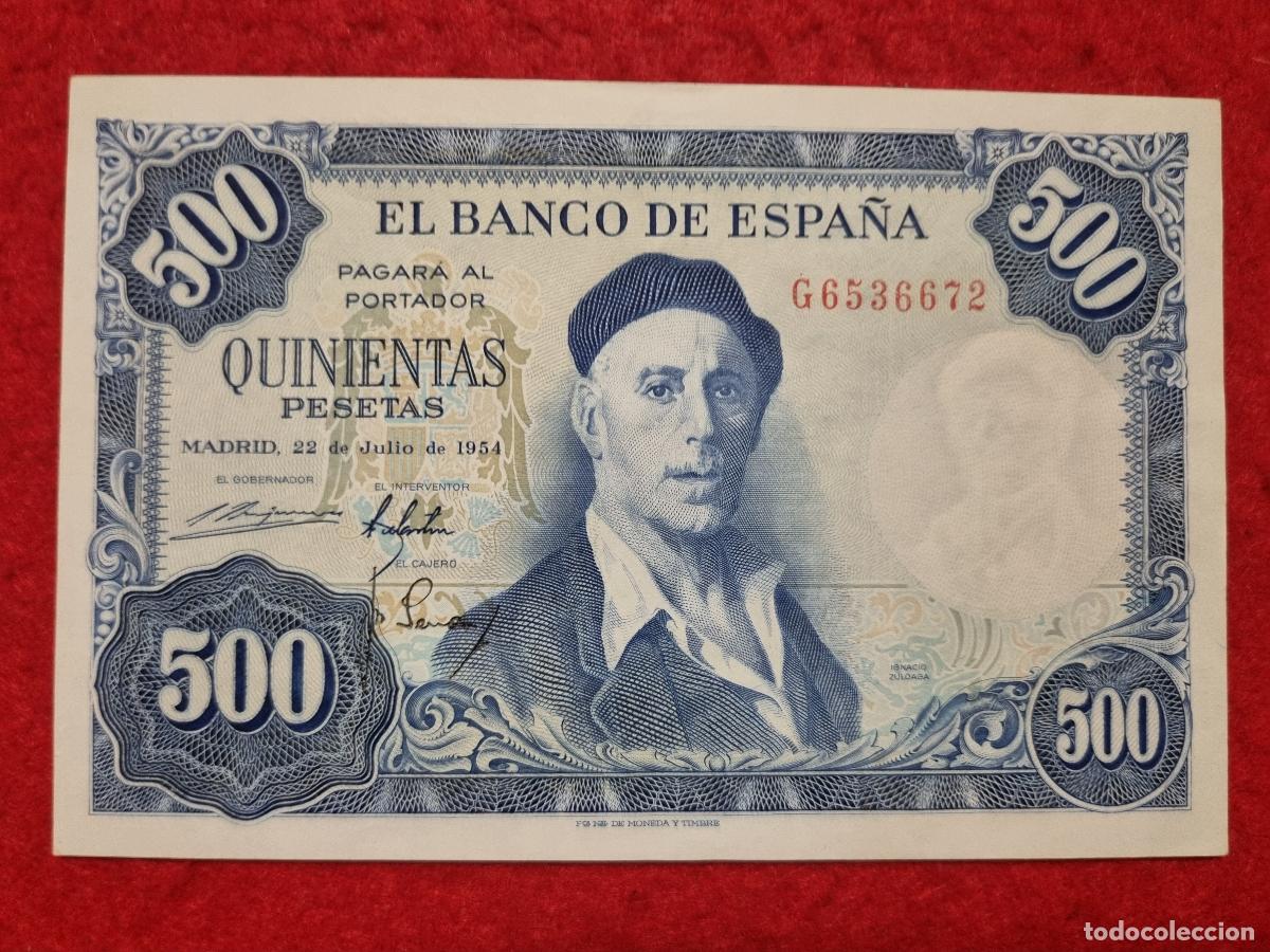 Billetes espa&ntilde;oles: BILLETE 500 PESETAS 1954 EBC SERIE G ORIGINAL T672