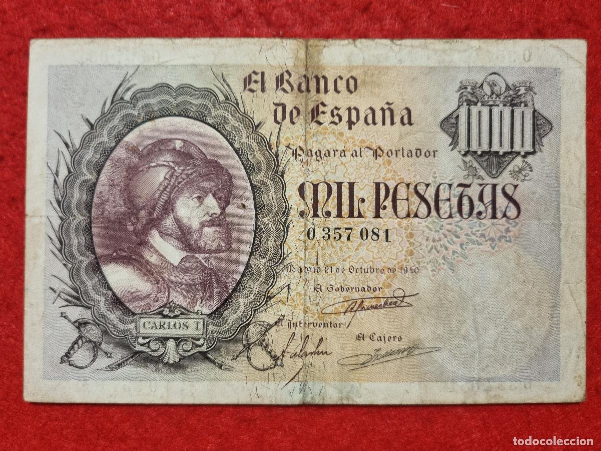 Billetes espa&ntilde;oles: BILLETE 1000 PESETAS 1940 CARLOS I MBC OJO SIN SERIE ORIGINAL T081