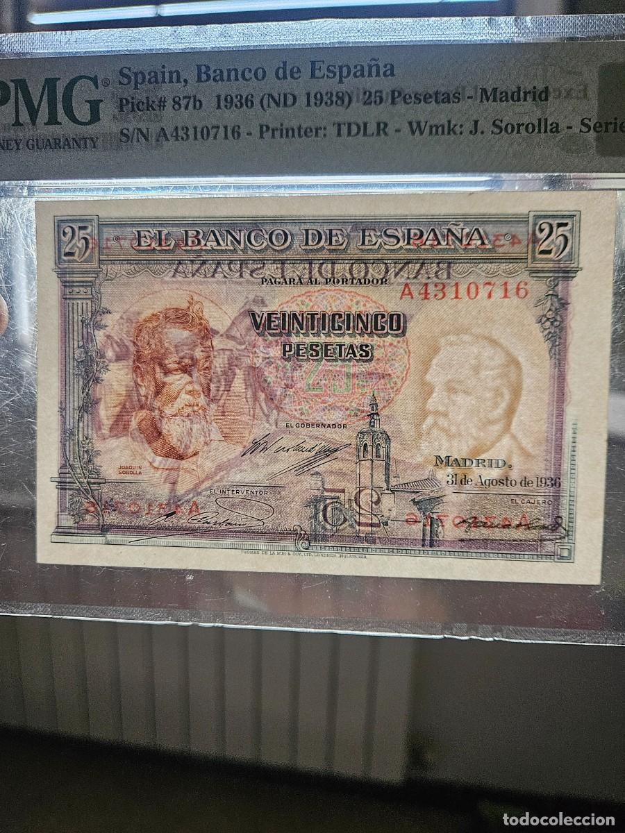 Billetes espa&ntilde;oles: Sorolla 25 pesetas pmg 64 - Foto 5