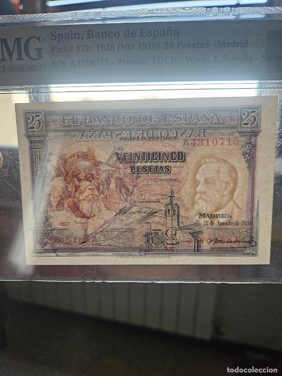 Billetes espa&ntilde;oles: Sorolla 25 pesetas pmg 64 - Foto 6